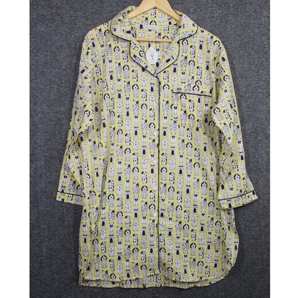 Mahogany Pajama Nightshirt size Medium Yellow Dog Print New - Picture 1 of 6
